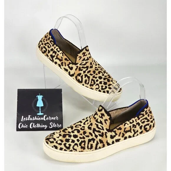 Rothy's Women's Leopard Cheetah Fabric The Sneaker Slip On Shoes Size 7.5 2119 - Picture 6 of 16